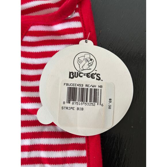 Buc-ees Red & White Stripe Newborn Bib Snap Closure NWT - Picture 3 of 7